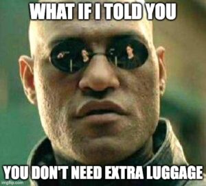 cheap flight luggage meme