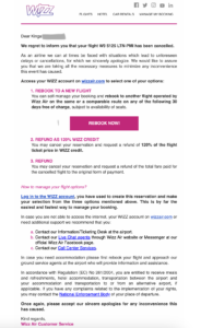 flight cancelled wizzair what to do