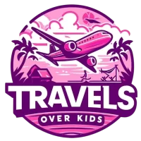 Travels over kids logo featuring plane