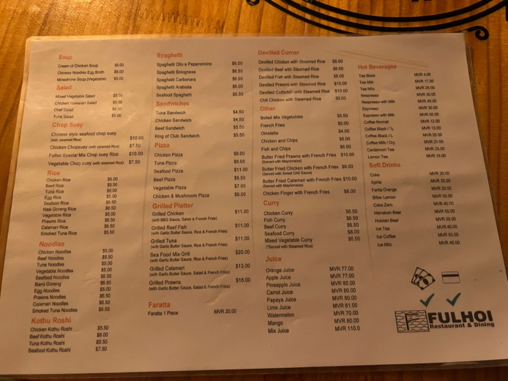 maldives food prices